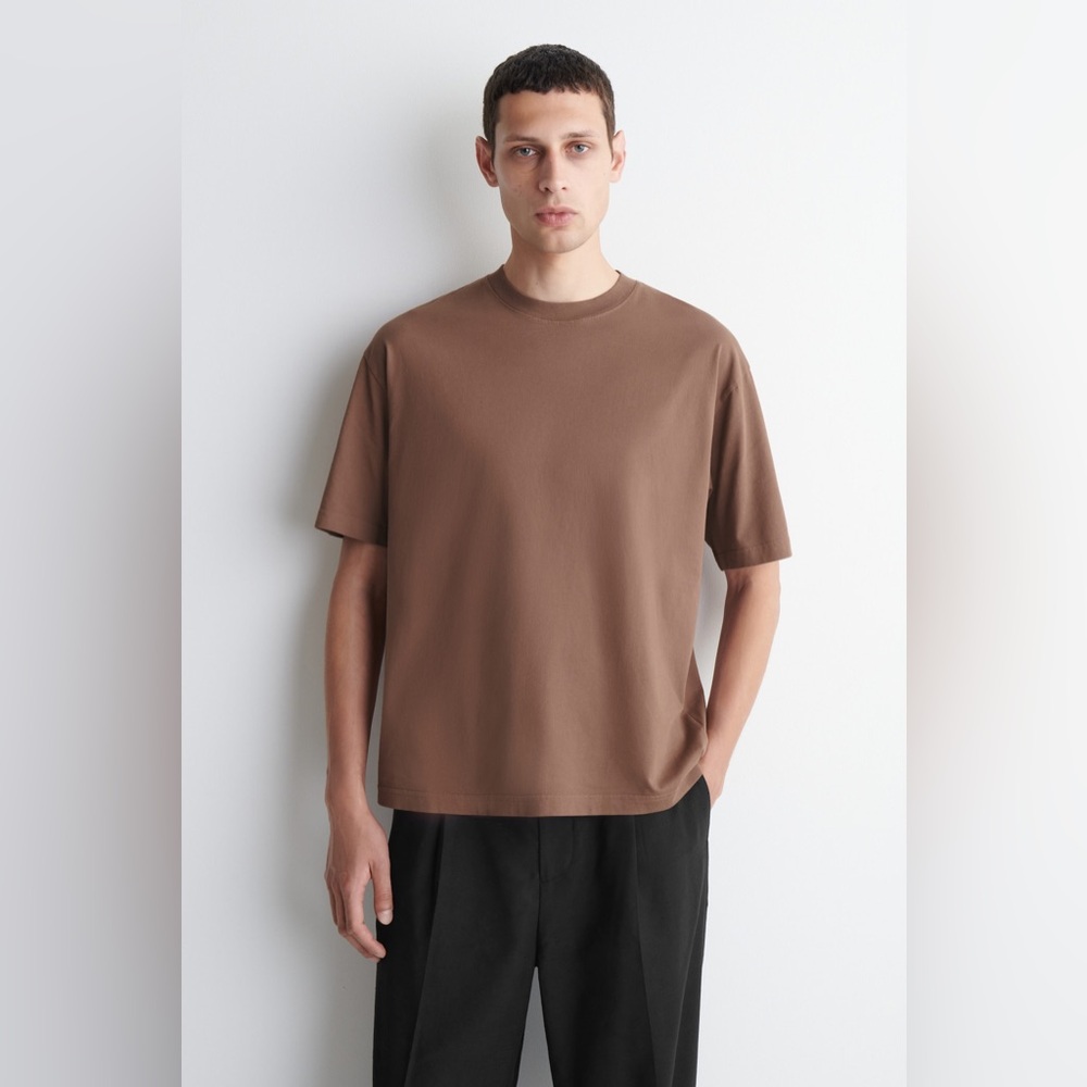 NWT COS Relaxed Lightweight Cotton T-Shirt in Light Brown